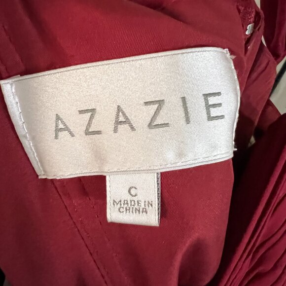 Brand New Azazie Burgundy Empire Convertible Ruched Chiffon Dress - Picture 3 of 13